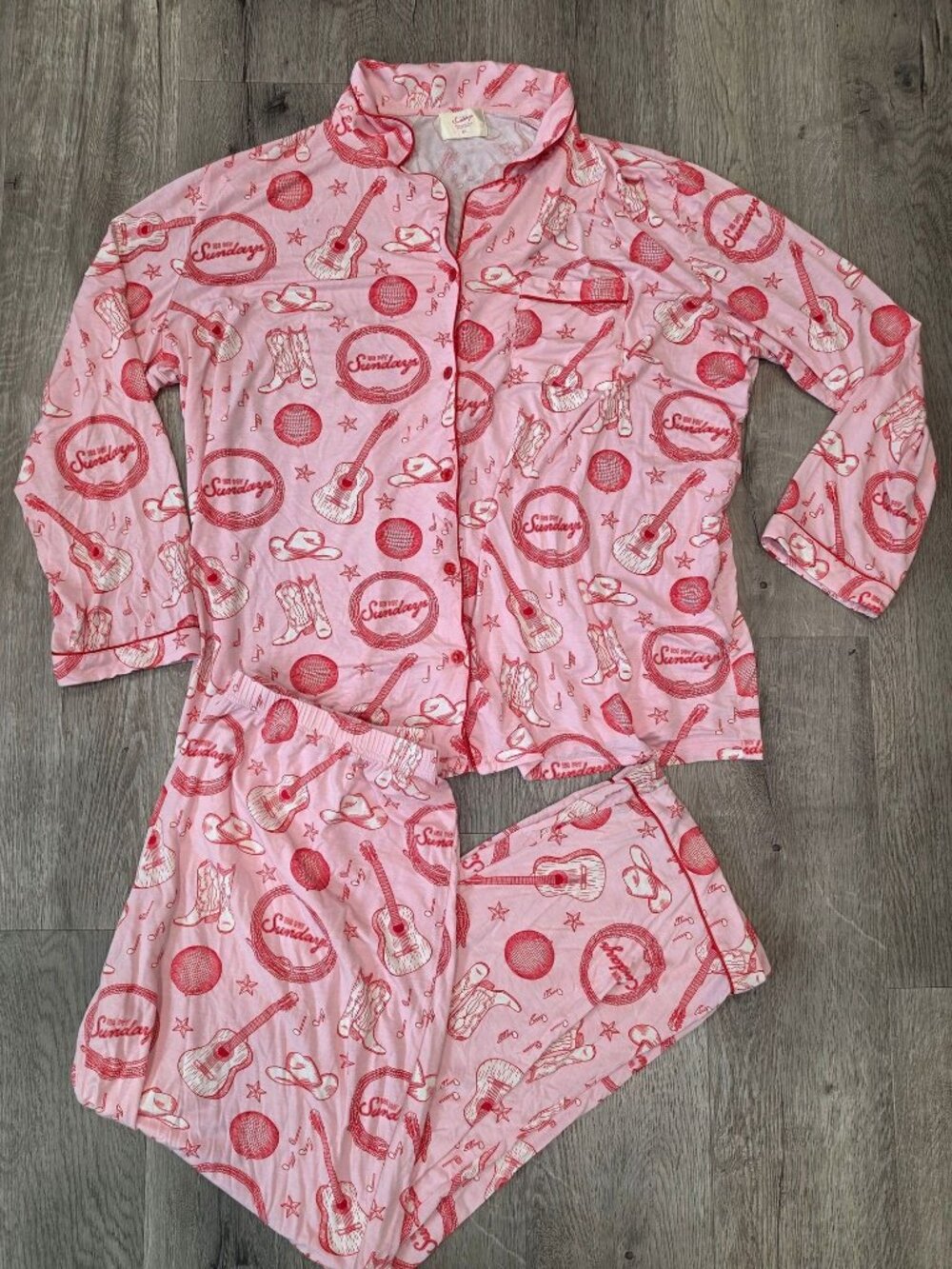 In My Sundays Pink Western-Themed cowboy disco Pajama Set XXL super soft cowgirl